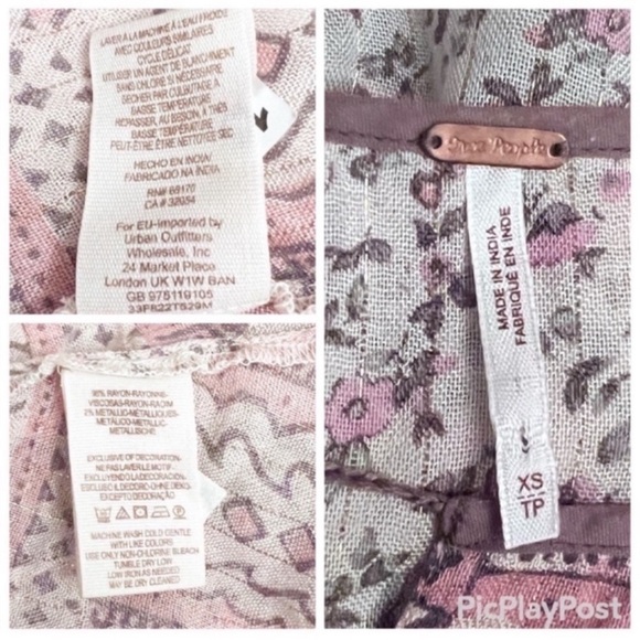 Boho Flowy Ditzy Floral Fairycore Free People Metallic Dream Lover Tunic XS - Picture 9 of 9